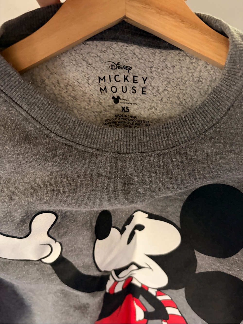 Disney Gray Crewneck Sweater with Mickey Mouse Graphic and Red Accents - Picture 2 of 4